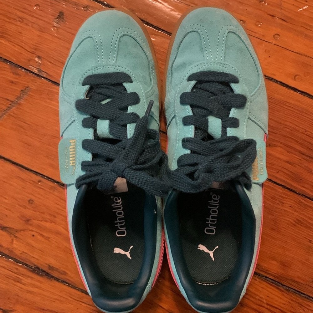 Puma Palermo Suede Sneaker in Aquatic-Dark Myrtle - Picture 4 of 7